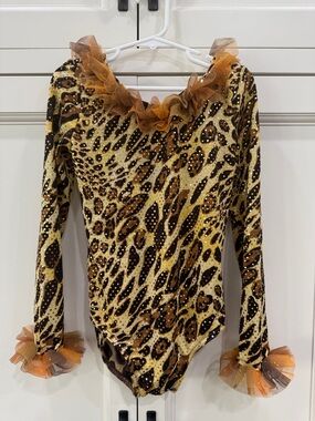 Weissman leopard cheetah print bodysuit Medium Child dance Costume Showtime